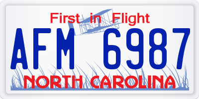 NC license plate AFM6987