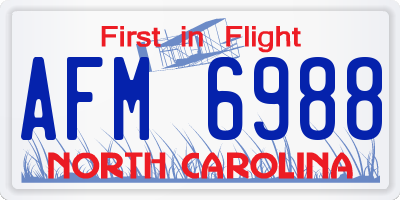 NC license plate AFM6988