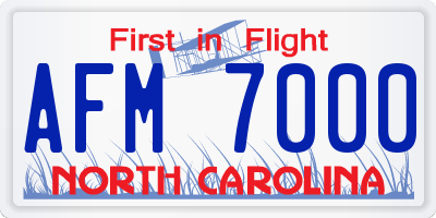 NC license plate AFM7000