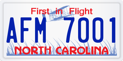 NC license plate AFM7001