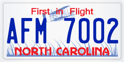 NC license plate AFM7002