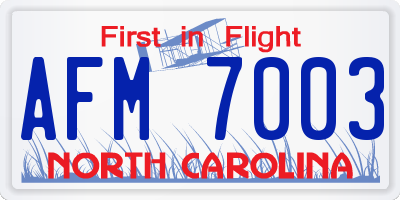 NC license plate AFM7003