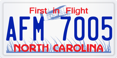 NC license plate AFM7005