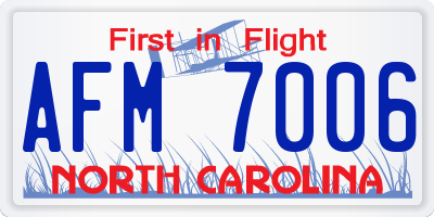 NC license plate AFM7006