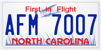 NC license plate AFM7007