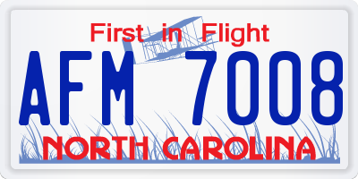 NC license plate AFM7008