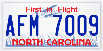 NC license plate AFM7009