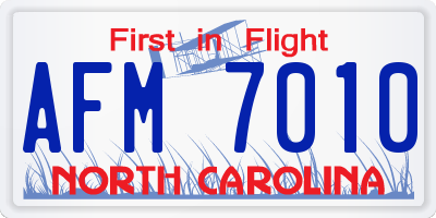 NC license plate AFM7010
