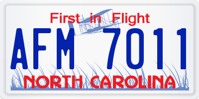 NC license plate AFM7011