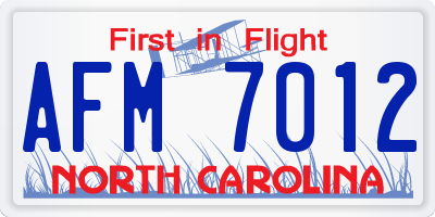 NC license plate AFM7012