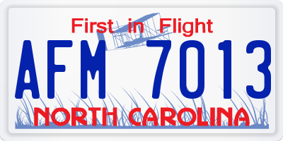 NC license plate AFM7013