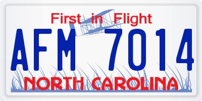 NC license plate AFM7014