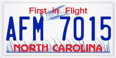 NC license plate AFM7015