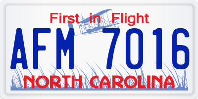 NC license plate AFM7016