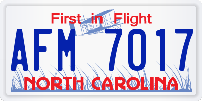 NC license plate AFM7017