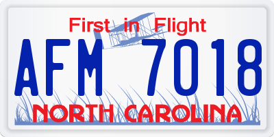 NC license plate AFM7018