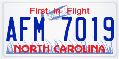 NC license plate AFM7019