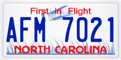 NC license plate AFM7021