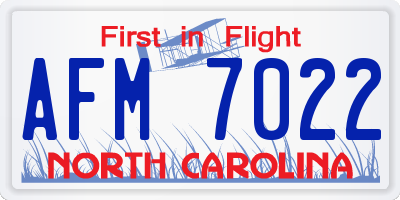 NC license plate AFM7022