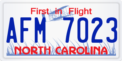 NC license plate AFM7023