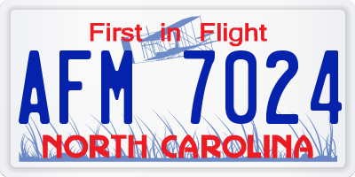 NC license plate AFM7024