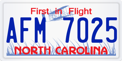 NC license plate AFM7025