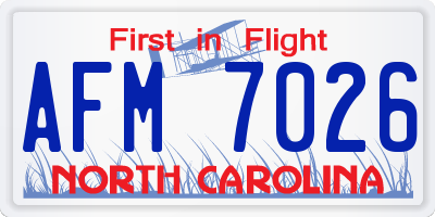 NC license plate AFM7026