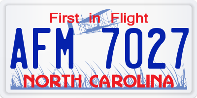 NC license plate AFM7027