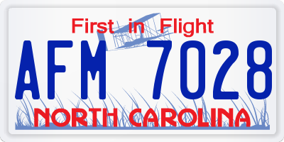 NC license plate AFM7028