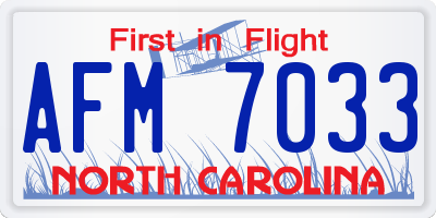 NC license plate AFM7033