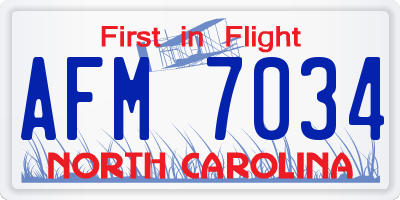 NC license plate AFM7034
