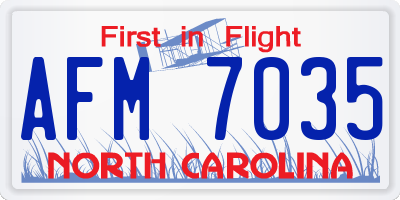 NC license plate AFM7035