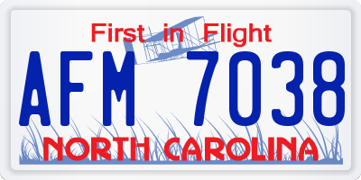 NC license plate AFM7038