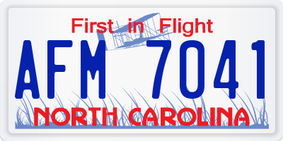 NC license plate AFM7041