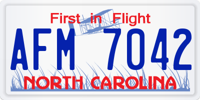 NC license plate AFM7042