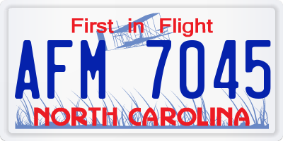 NC license plate AFM7045