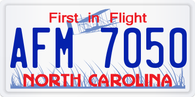 NC license plate AFM7050