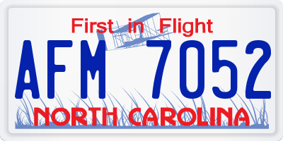NC license plate AFM7052