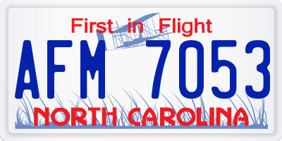 NC license plate AFM7053