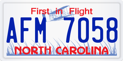 NC license plate AFM7058