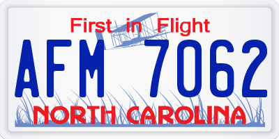 NC license plate AFM7062
