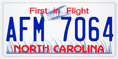 NC license plate AFM7064