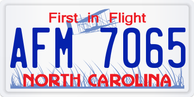 NC license plate AFM7065