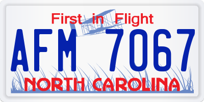 NC license plate AFM7067