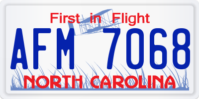 NC license plate AFM7068