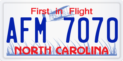NC license plate AFM7070