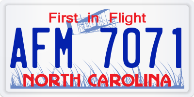 NC license plate AFM7071