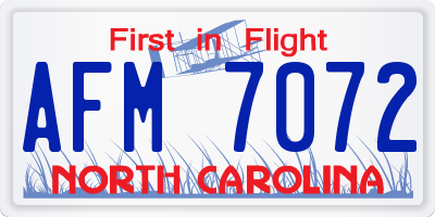 NC license plate AFM7072