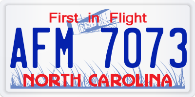 NC license plate AFM7073