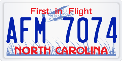 NC license plate AFM7074